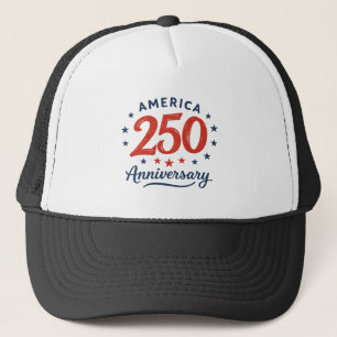 Red and Blue Stars America 250 Anniversary Trucker Hat