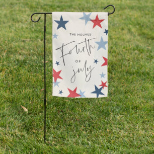 Red and Blue Stars American 4th of July Party Garden Flag