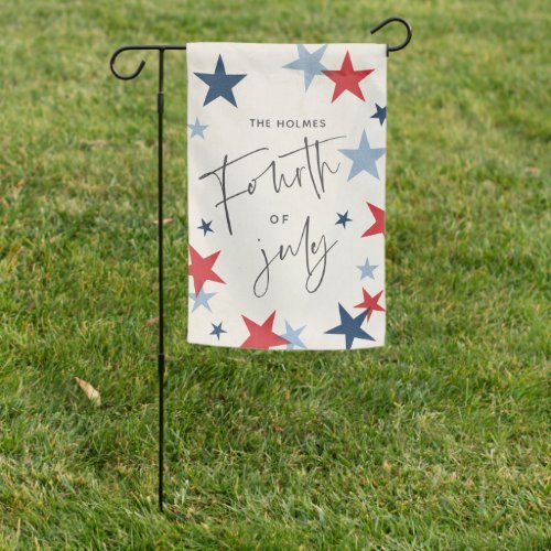 Red and Blue Stars American 4th of July Party Garden Flag