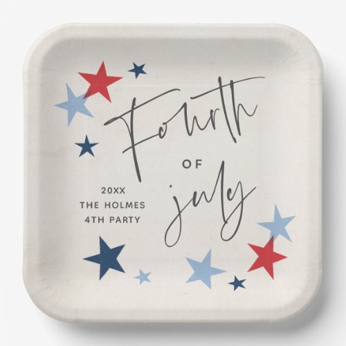 Red and Blue Stars American 4th of July Party Paper Plates