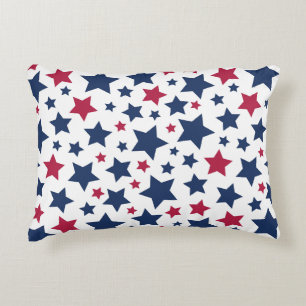 Red and Blue Stars - American flag pattern Accent Pillow