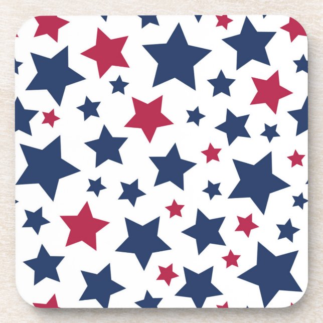 Red and Blue Stars - American flag pattern Beverage Coaster (Front)