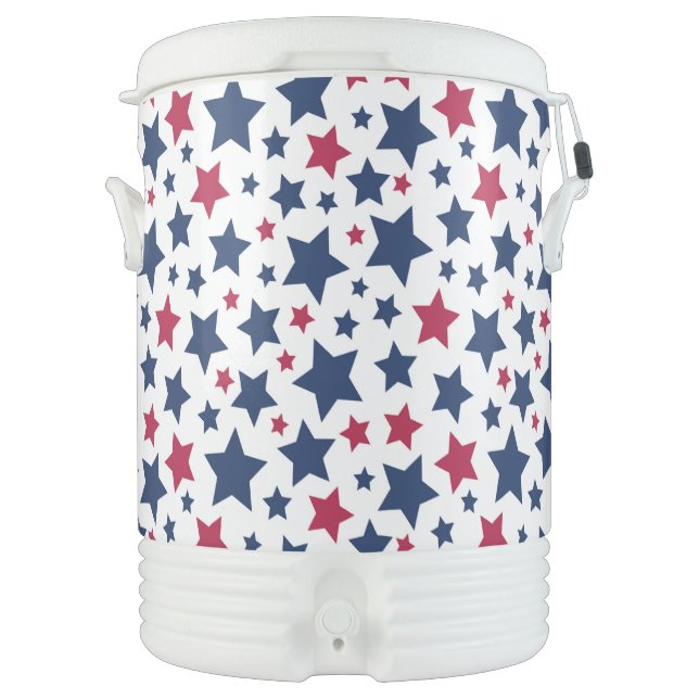 Red and Blue Stars - American flag pattern Beverage Cooler (Front)