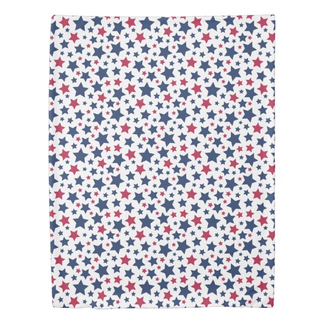 Red and Blue Stars - American flag pattern Duvet Cover (Front)