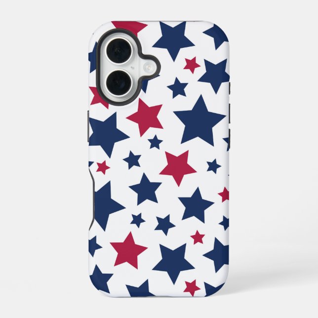 Red and Blue Stars - American flag pattern iPhone Case (Back)