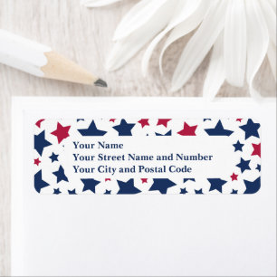 Red and Blue Stars - American flag pattern Label