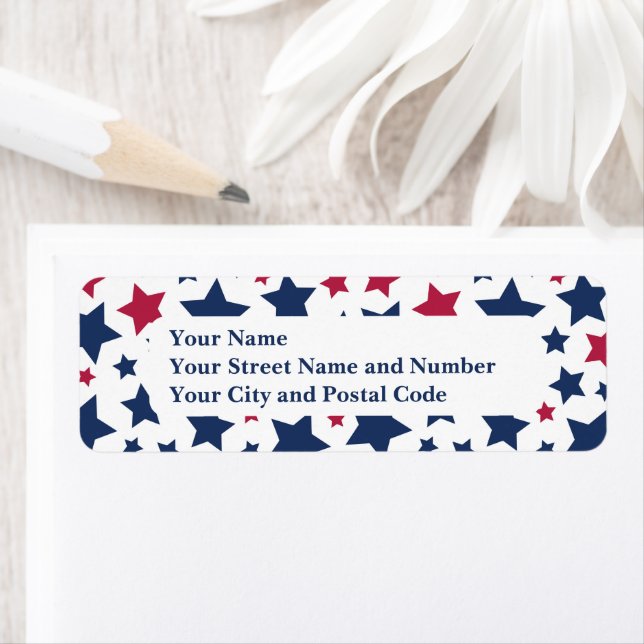 Red and Blue Stars - American flag pattern Label (Insitu)