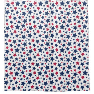 Red and Blue Stars - American flag pattern Shower Curtain