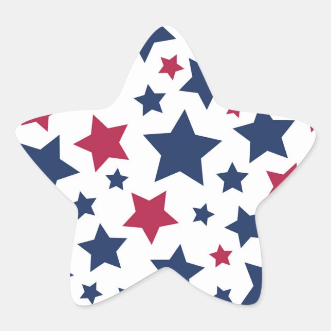 Red and Blue Stars - American flag pattern Star Sticker (Front)