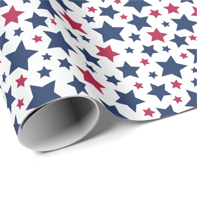 Red and Blue Stars - American flag pattern Wrapping Paper (Roll Corner)