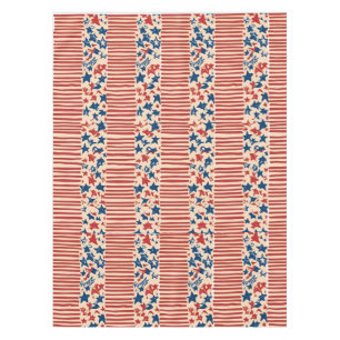 Red and Blue Stars and Stripes 4th of July Tablecloth