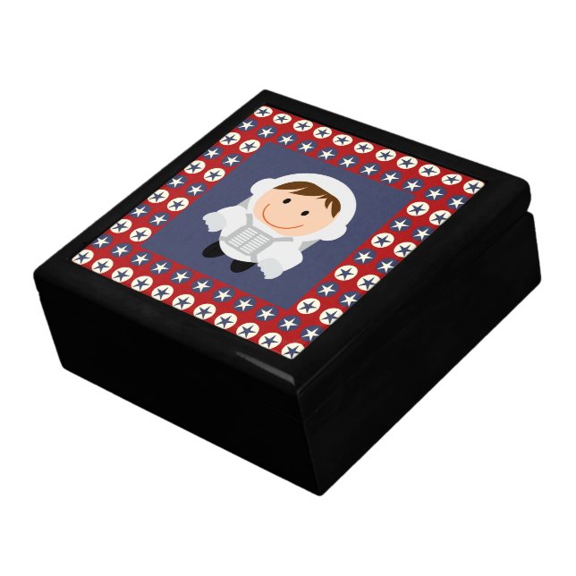 Red and Blue Stars Astronaut Jewelry Box (Side)