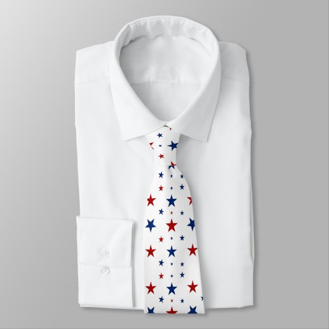 Red And Blue Stars  Neck Tie (Tied)
