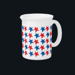 Red and Blue Stars | Patriotic / 4th of July Beverage Pitcher<br><div class="desc">NewParkLane - Patriotic pitcher, with a pattern of red and blue stars in the colours of the flag of the United States of America. A fun design for your 4th of July or Memorial Day celebration! Check out this collection for matching items. Do you have specific personal design wishes? Feel...</div>