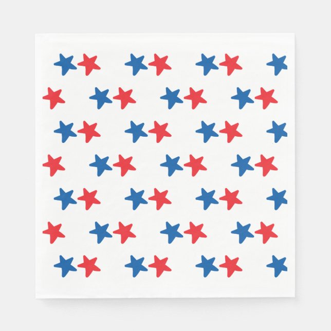 Red and Blue Stars | Patriotic / 4th of July Napkins (Front)