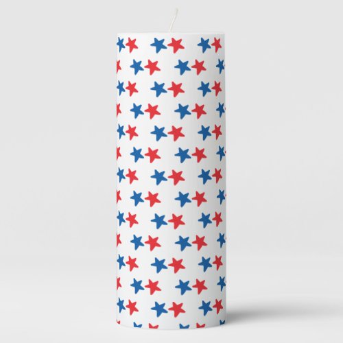 Red and Blue Stars  Patriotic  4th of July  Pillar Candle