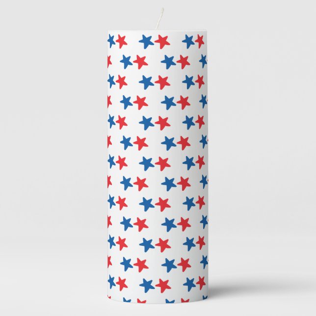 Red and Blue Stars | Patriotic / 4th of July  Pillar Candle (Front)