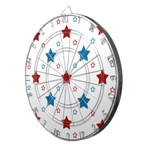 Red and Blue Stars Pattern on White Dart Board