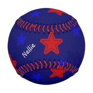 Red and Blue Stars-Personalized Baseball