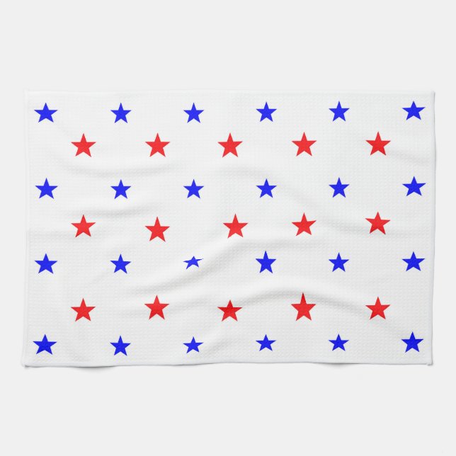 Red and Blue Stars - Starry Sky Pattern Kitchen Towel (Horizontal)