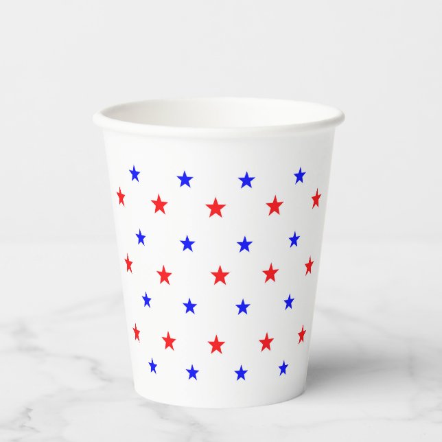 Red and Blue Stars - Starry Sky Pattern Paper Cups (Front)