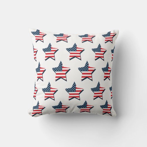 Red and Blue Stars Usa Flag Pattern  Throw Pillow