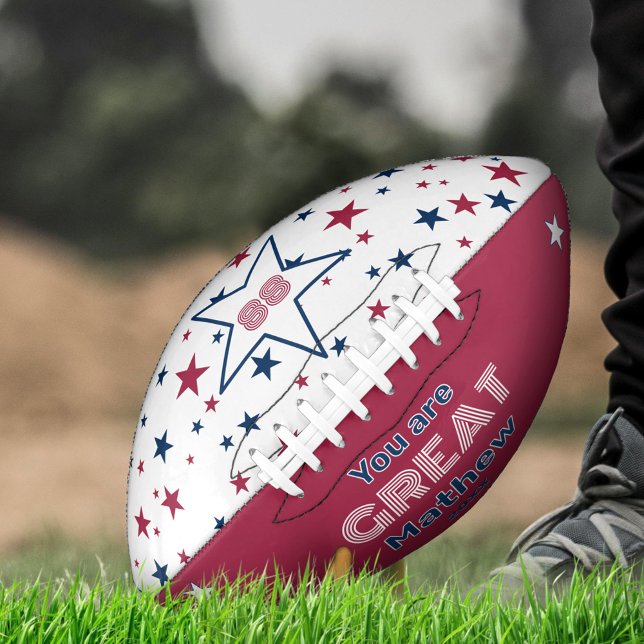 Red and Blue Stars - You are GREAT  Football (Feel like a star!  You are GREAT!)
