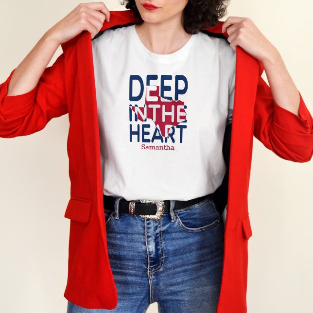 Red and Blue State Cutout Deep in the Heart T-Shirt (Creator Uploaded)
