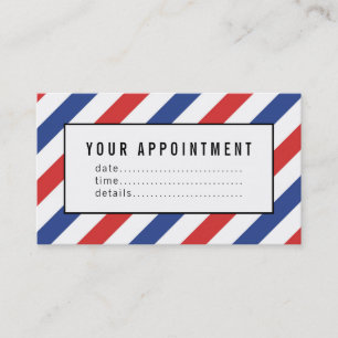 Red and blue stripe barber appointment time