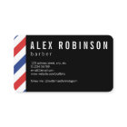 Red and blue stripe barber business card