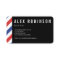 Red and blue stripe barber business card