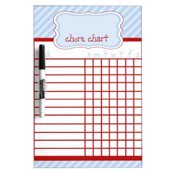 Red And Blue Stripe Chore Chart Dry-erase Board by KaleenaRae at Zazzle