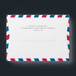 Red and Blue Striped Airmail with return address Envelope<br><div class="desc">Red and Blue Striped Airmail A6 Envelope with return address. If you might like a different color scheme please email paula@labellarue.com before you customize or place an order so a new template can be created for you.</div>