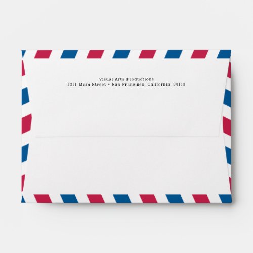 Red and Blue Striped Airmail with return address Envelope