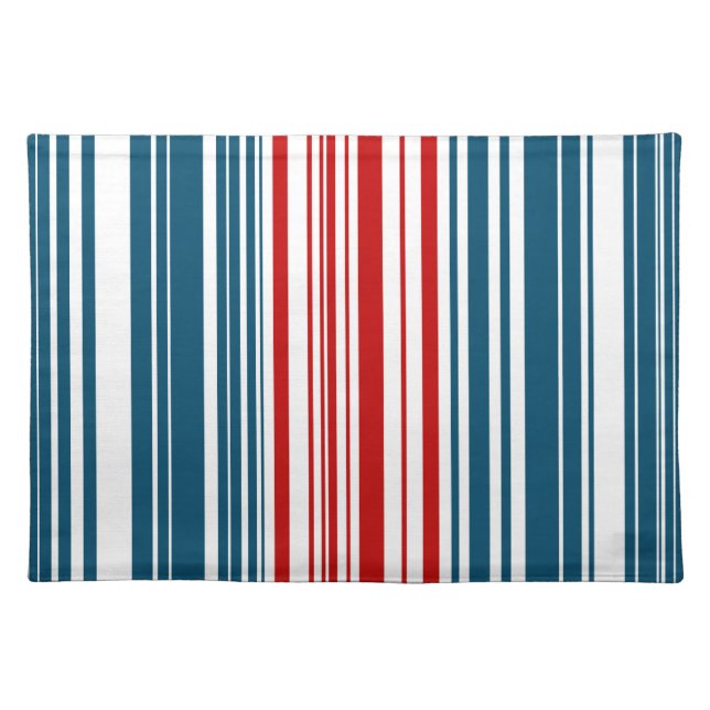 Red and Blue Striped Pattern Cloth Placemat (Front)