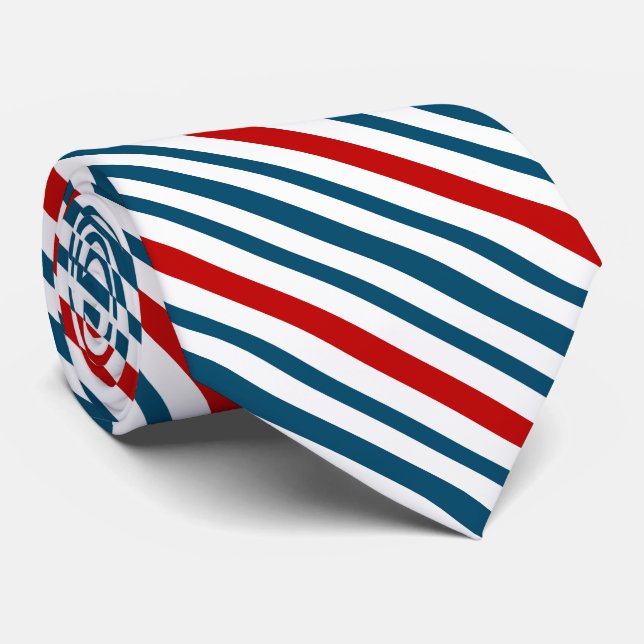 Red and Blue Striped Pattern Neck Tie (Rolled)
