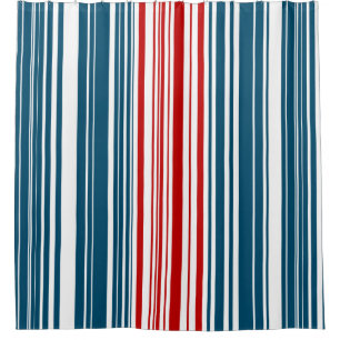 Red and Blue Striped Pattern Shower Curtain