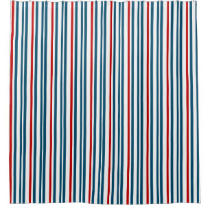 Red and Blue Striped Pattern Shower Curtain