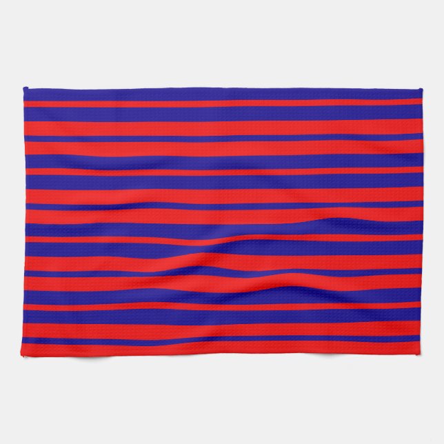 Red and Blue Stripes Design  Kitchen Towel (Horizontal)