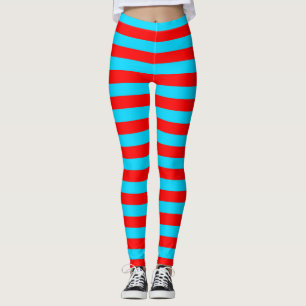 Red and Blue Stripes Design Leggings