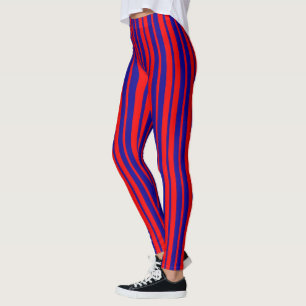 Red and Blue Stripes Design Leggings