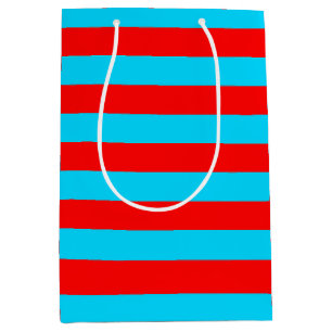 Red and Blue Stripes Design Medium Gift Bag