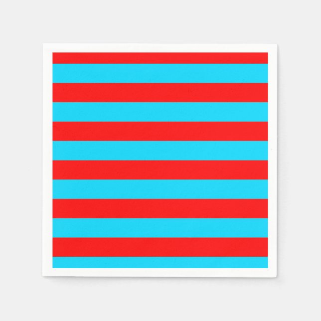 Red and Blue Stripes Design Napkins (Front)