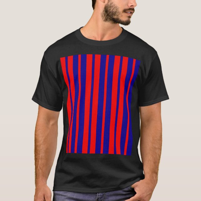 Red and Blue Stripes Design  T-Shirt (Front)