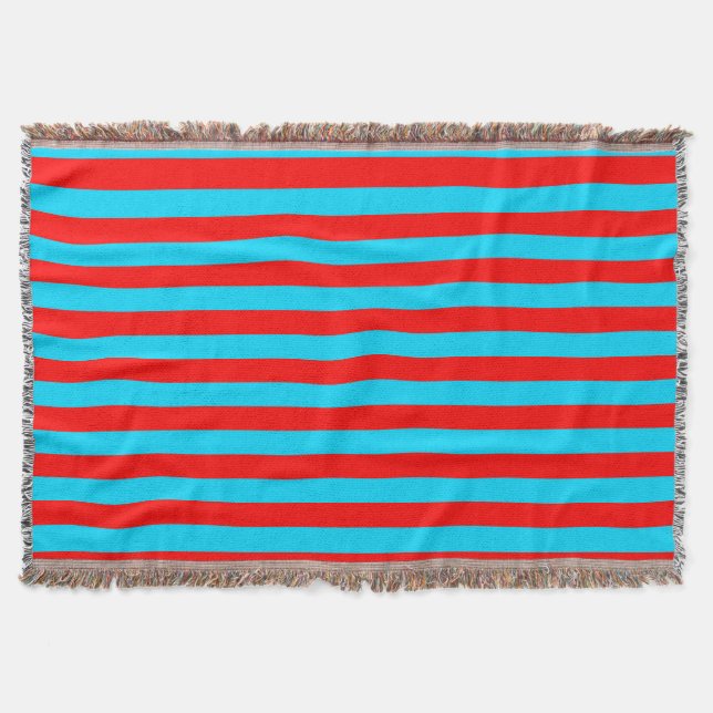 Red and Blue Stripes Design Throw Blanket (Front)