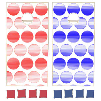 Red and Blue Stripes in Circles Cornhole Game Set