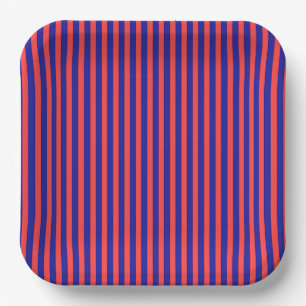 Red And Blue Stripes   Paper Plates