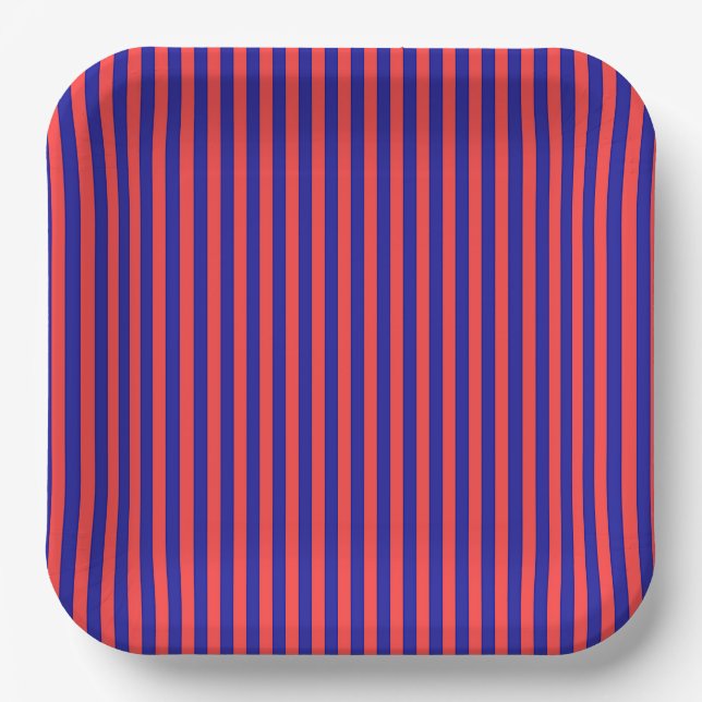 Red And Blue Stripes   Paper Plates (Front)