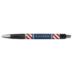 Red and Blue Stripes Pattern Pen