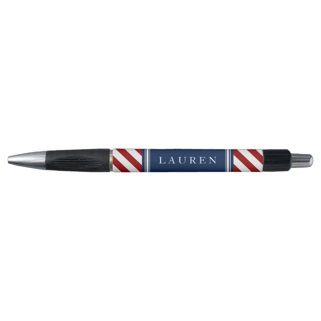 Red and Blue Stripes Pattern Pen (Front)